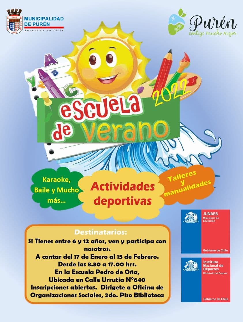 ATENCIÓN NIÑOS ESCUELA DE VERANO PURÉN 2022
